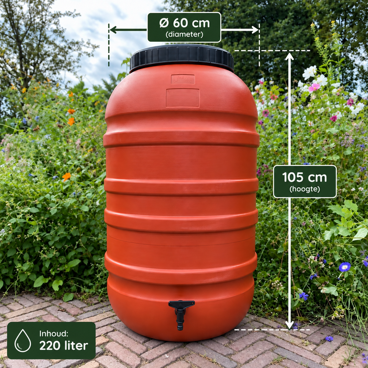 Kunststof regenton 220L